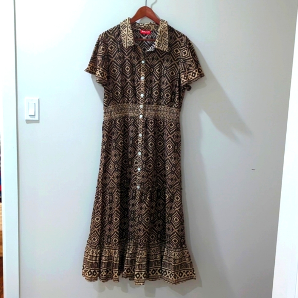 Ruby Yaya Brown Cream Aztec Maxi Dress